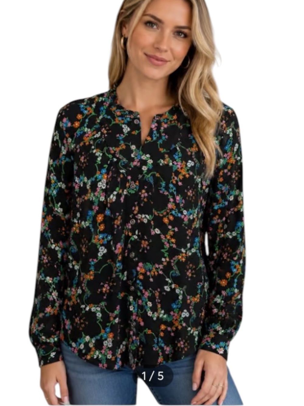 Anthropologie Maeve Avignon Floral Button Down Blouse Large Boho Rayon